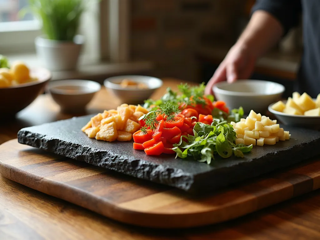 Accompagnement pierrade : que servir pour un repas réussi ? Plateau de pierrade avec légumes coupés et sauces variées