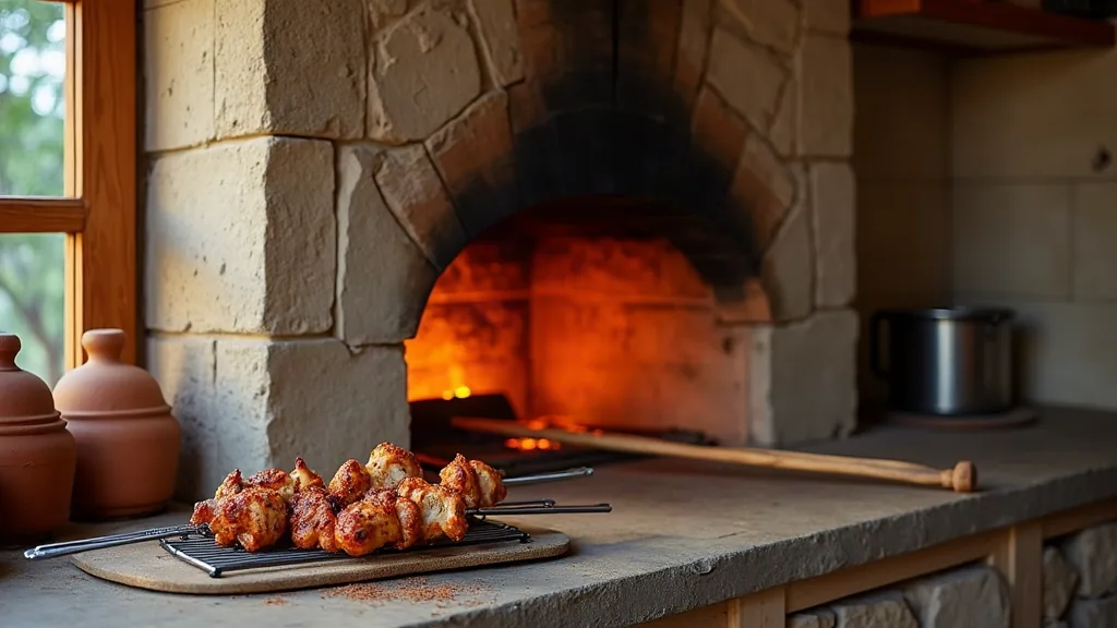 Tandoori épicé : la recette et les secrets d'un mélange qui change tout Four tandoor traditionnel en argile avec épices et brochettes de poulet marinées