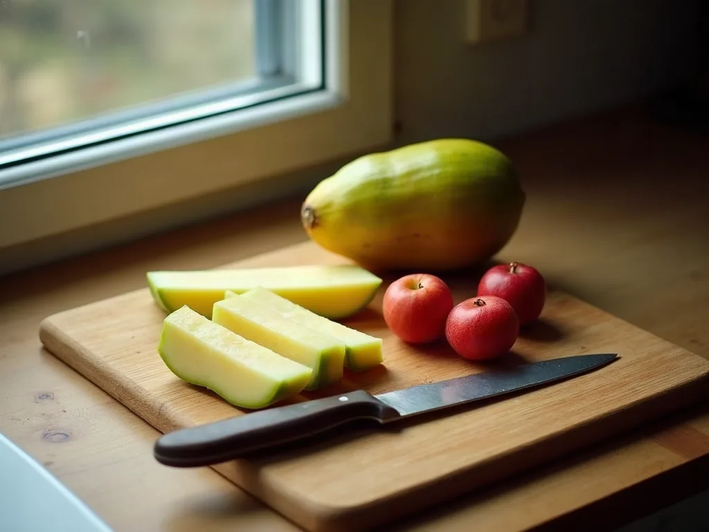 Aliments en J : le tour complet de l'alphabet gourmand Jicama et jujube coupés sur une planche en bois dans une cuisine