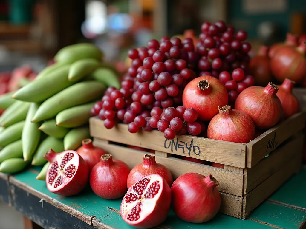 Aliments en G : la liste complète pour ne plus sécher devant votre frigo Gombo, groseilles et grenade présentés sur un étal de marché