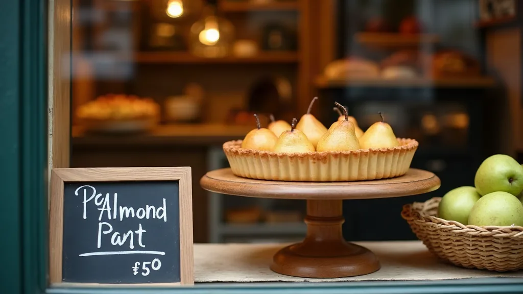 Tarte poire chocolat amande façon Cyril Lignac : la recette qui met tout le monde d'accord Tarte poire chocolat amande présentée dans la vitrine d'une pâtisserie de quartier